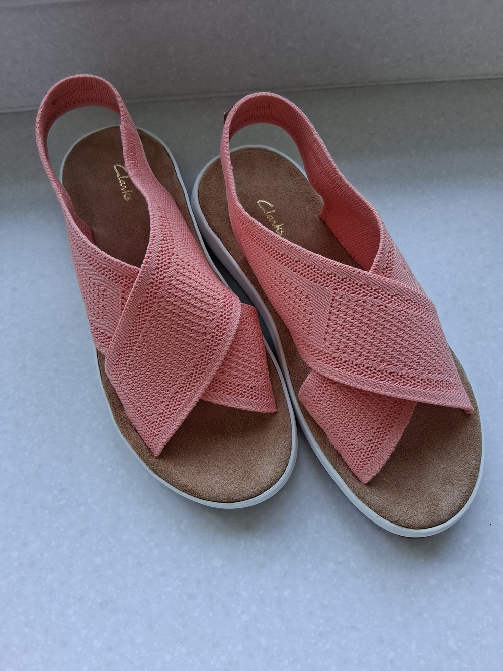 Clarks Women’s Pink Knit Slingback Sandals